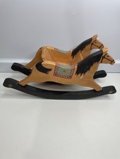Vintage Wooden Sleigh Folk Rocking Chair Horse for Doll or Plush Toy Handpainted