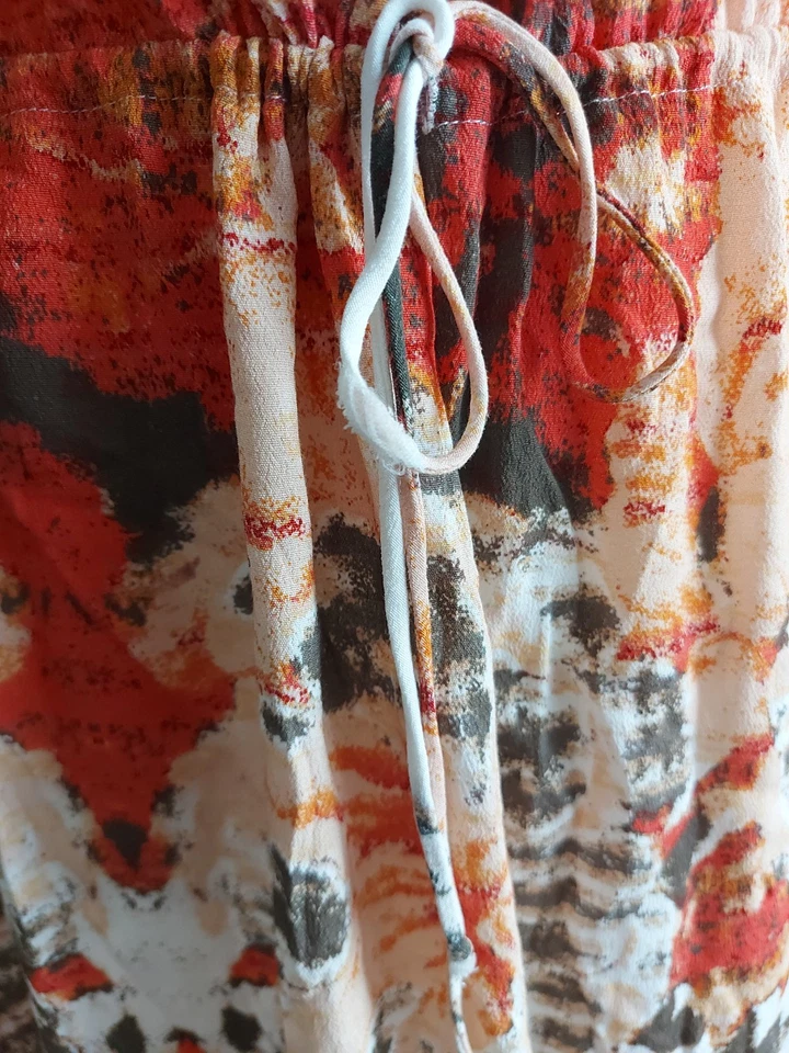 Wish Fleur Burnt Orange Floral Maxi Drawstring Waist Dress Sz 12 (M) - Image 4 of 4