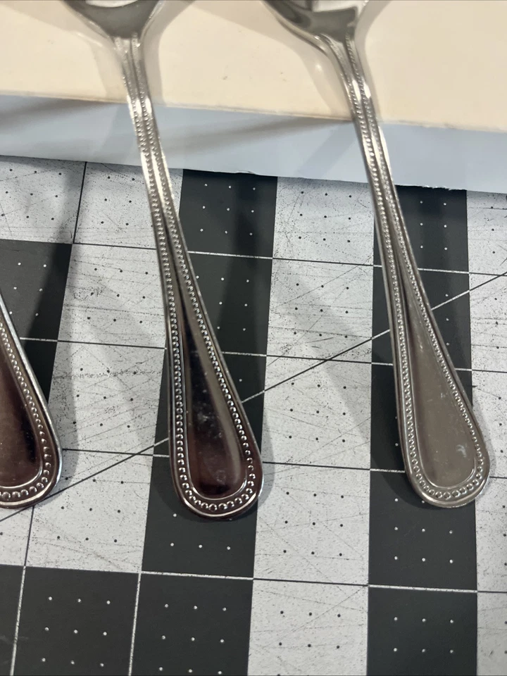 Towle Supreme Cutlery Manchester (5) Teaspoons Beaded Stainless Flatware - Image 3 of 4