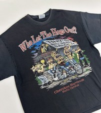 VTG West Coast Choppers Style Y2K Who Let The Hogs Out Biker Tee Thrashed Faded