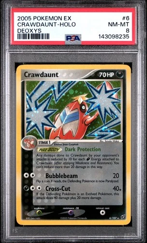 2005 POKEMON EX DEOXYS #6 CRAWDAUNT-HOLO PSA 8
