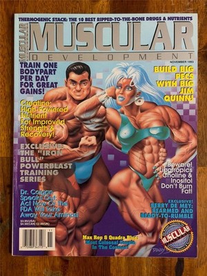 MUSCULAR DEVELOPMENT bodybuilding muscle magazine MAX REP & QUADRA BLUE 11-93