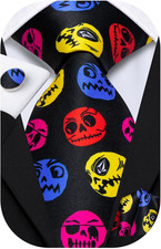 Mens Paisley Floral Silk Tie for Men Striped Necktie and Pocket Square Cufflinks