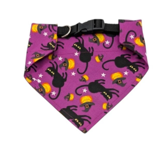 Halloween Perro Bandana Gato Negro Calabaza SOBRE EL CUELLO Deslizable en Bufanda Bandanas Foto 2 de 4