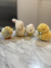      Vintage Easter Wind-Up Toys Lot of 4 Hopping Bunnies  Chicks