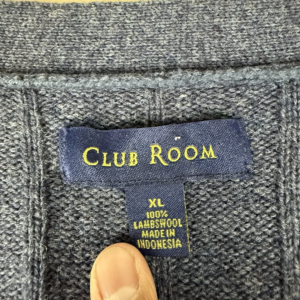 DE COLECCIÓN CLUB ROOM 100% LANA DE CORDERO - XL - CARBÓN Azul Marino Años 90 Grueso Abuelo Foto 4 de 4