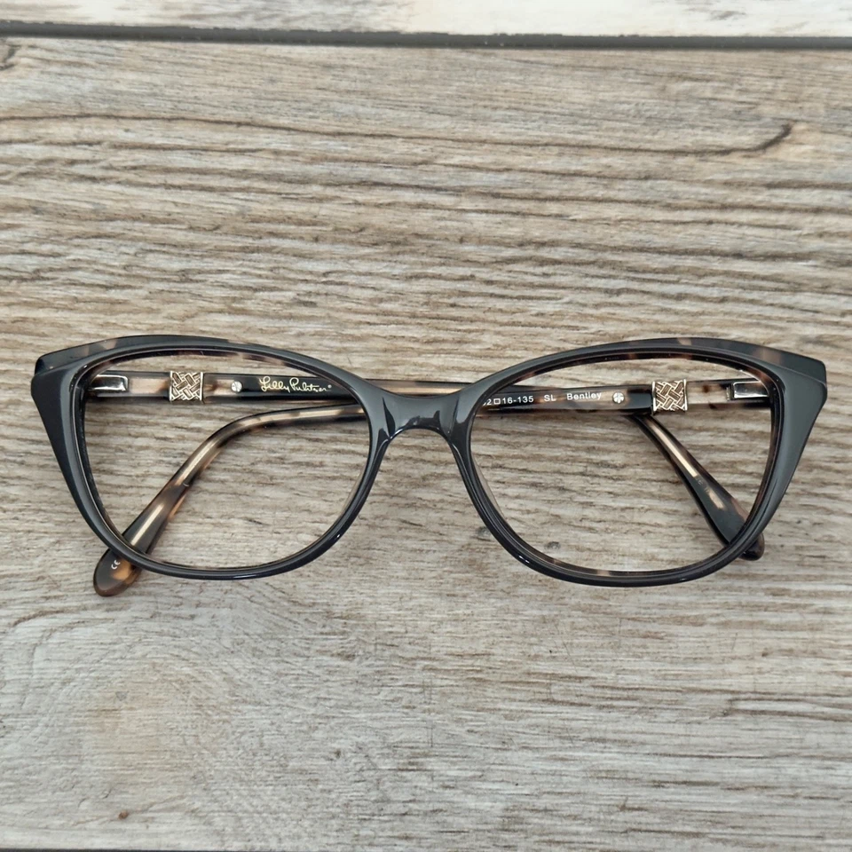 Monturas de gafas Lilly Pulitzer Bentley Marrón Tortuga Ojo de gato 52 16 135 Foto 3 de 4