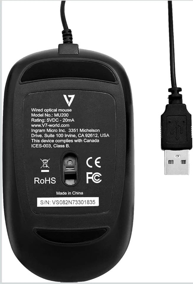 V7 MU200-1N Optical Mouse Black - Image 3 of 3
