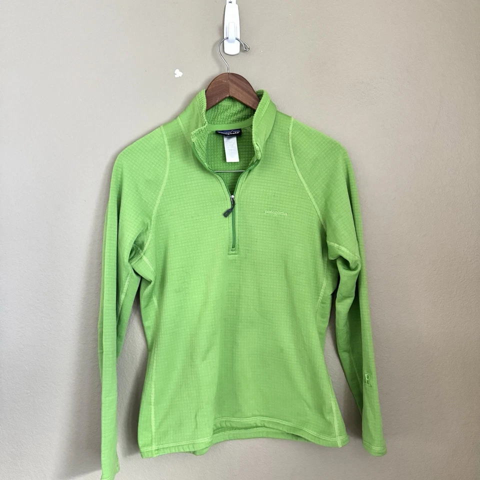 Patagonia R1 Fleece Lined Quarter Zip Pullover Top Green Size Medium FLAWED - Image 2 of 4