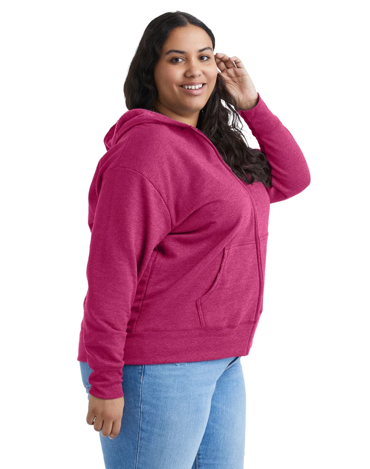 Женская флисовая толстовка с капюшоном на молнии Hanes Just My Size EcoSmart (плюс) - Изображение 2 из 4