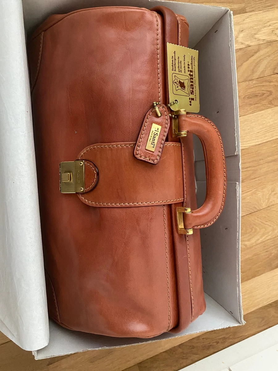 Borsone I Santi – Sac De Voyage Vintage En Cuir Beige (Made In Italy)