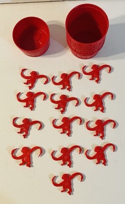 Vintage Lakeside Red Barrel of Monkeys Toy #8312 with 13 Red Monkeys