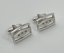 Hickok USA Vintage Cufflinks Silver Tone Geometric Abstract Minimalist Brutalist
