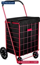 Folding Grocery Basket Cart Shopping Wheel Large Utility Laundry18"X15"X24" BAG 