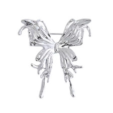 Vintage Style Butterfly Bow Brooch Silver Tone Insect Pin Summer Jewelry Gift