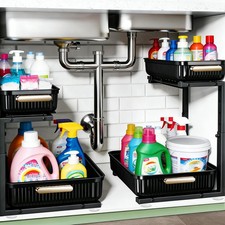 Under Sink Organizer - 2 Pack Multi-Purpose Pull-Out Storage Shelf
