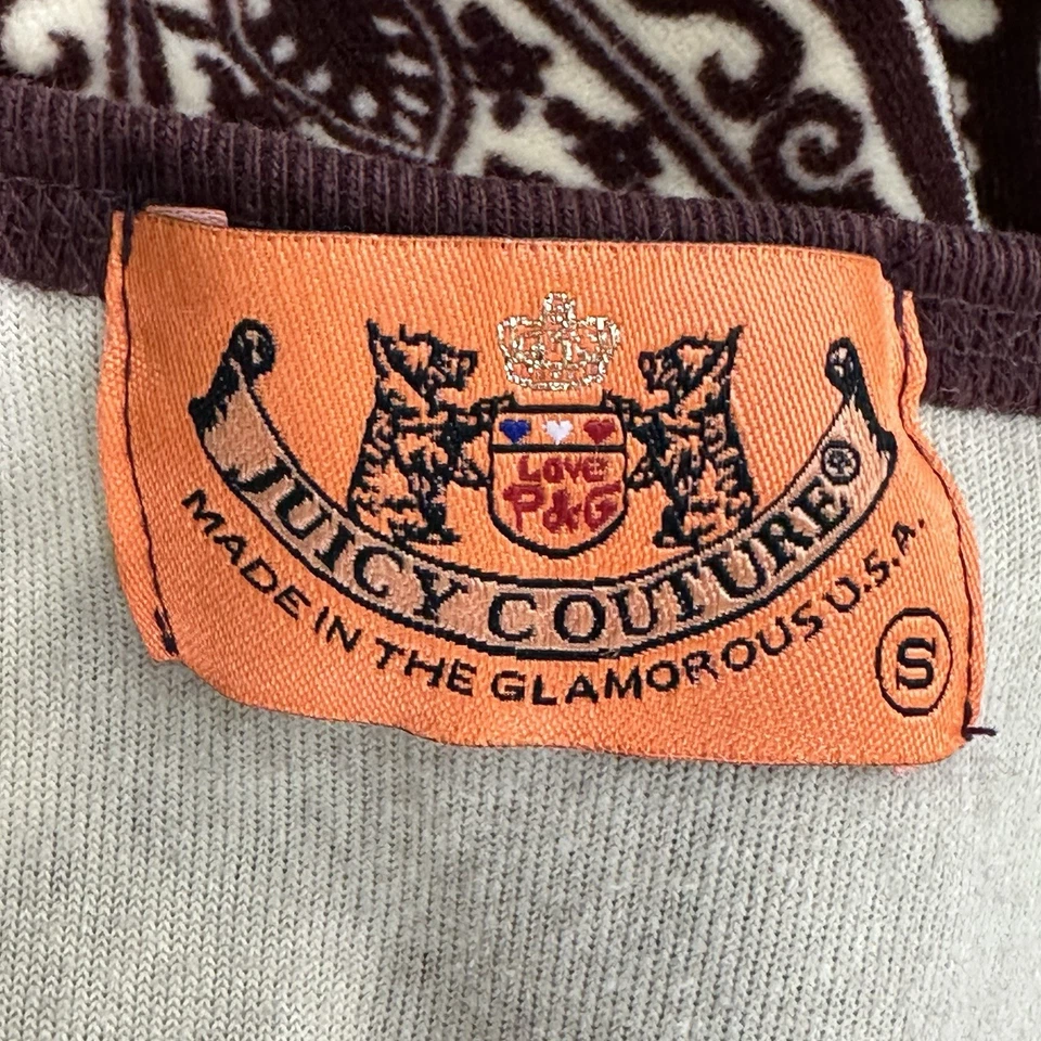 Mini Vestido Juicy Couture Marrón Crema Paisley Terciopelo Manga Larga Talla S Foto 3 de 4