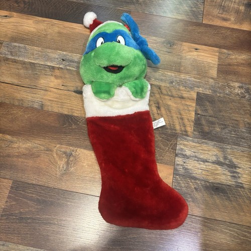 Vintage 1990 TMNT Teenage Mutant Ninja Turtles Leonardo Plüsch 20 Zoll Weihnachtsstrumpf - Bild 1 von 9