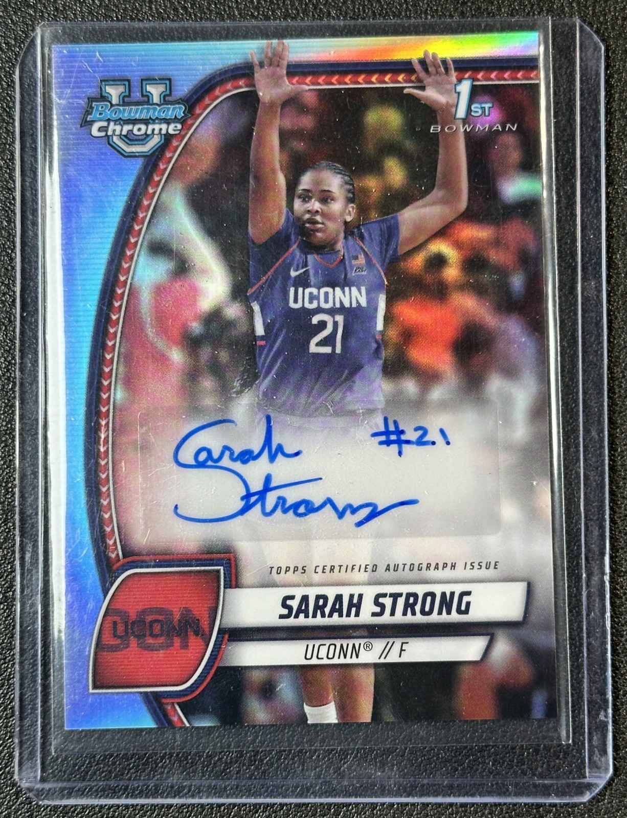 SARAH STRONG 2024-25 BOWMAN UNIVERSITY U CHROME #62 PROSPECT AUTO REFRACTOR