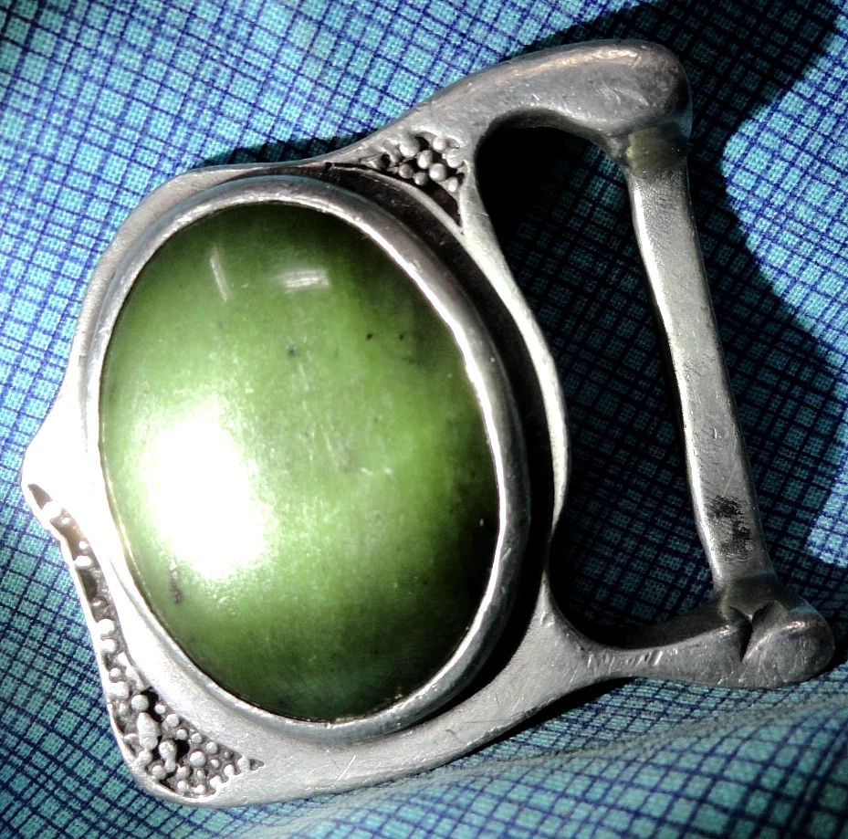 Vestido Art Nouveau Jade Hebilla Cinturón Boho Hippie Costero 1976 Wm Taylor IMC.GMP478 Foto 4 de 4