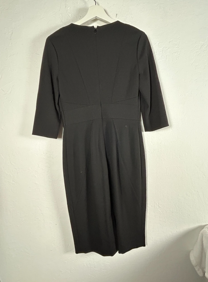Classiques Entier Womens Black V-Neck Sheath Dress Size 4 Stretch Lined  Career | eBay