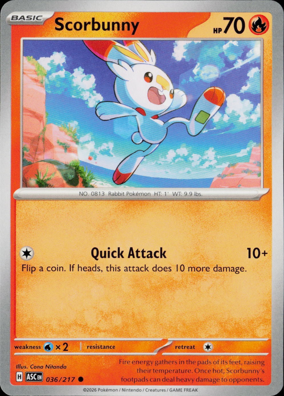 Scorbunny ASC ME: Ascended Heroes #036/217 Common NM