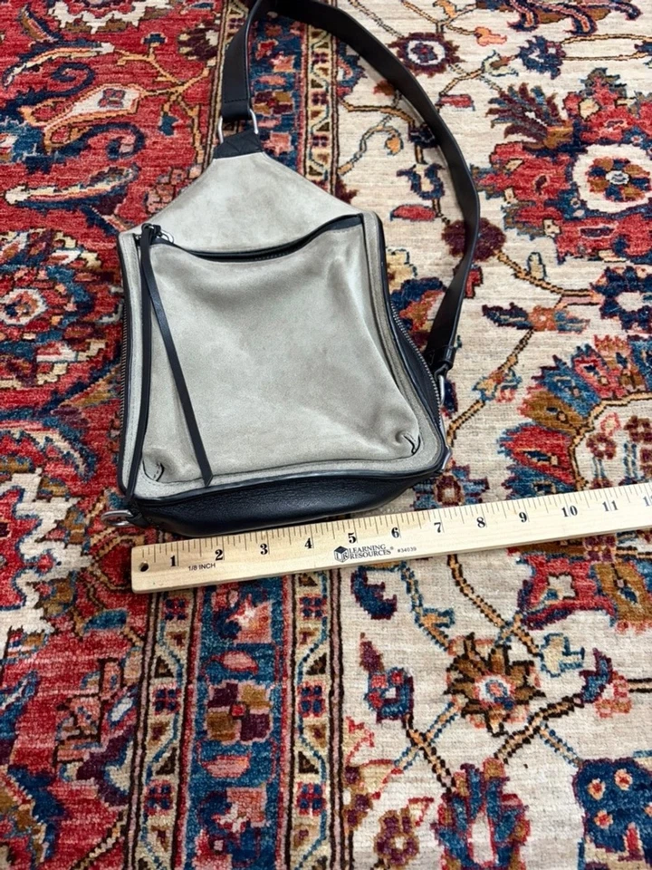 Bolso Bandolera Rag & Bone Elliot Sling Pack Antiguo Blanco Gamuza Cuero Negro Foto 2 de 4