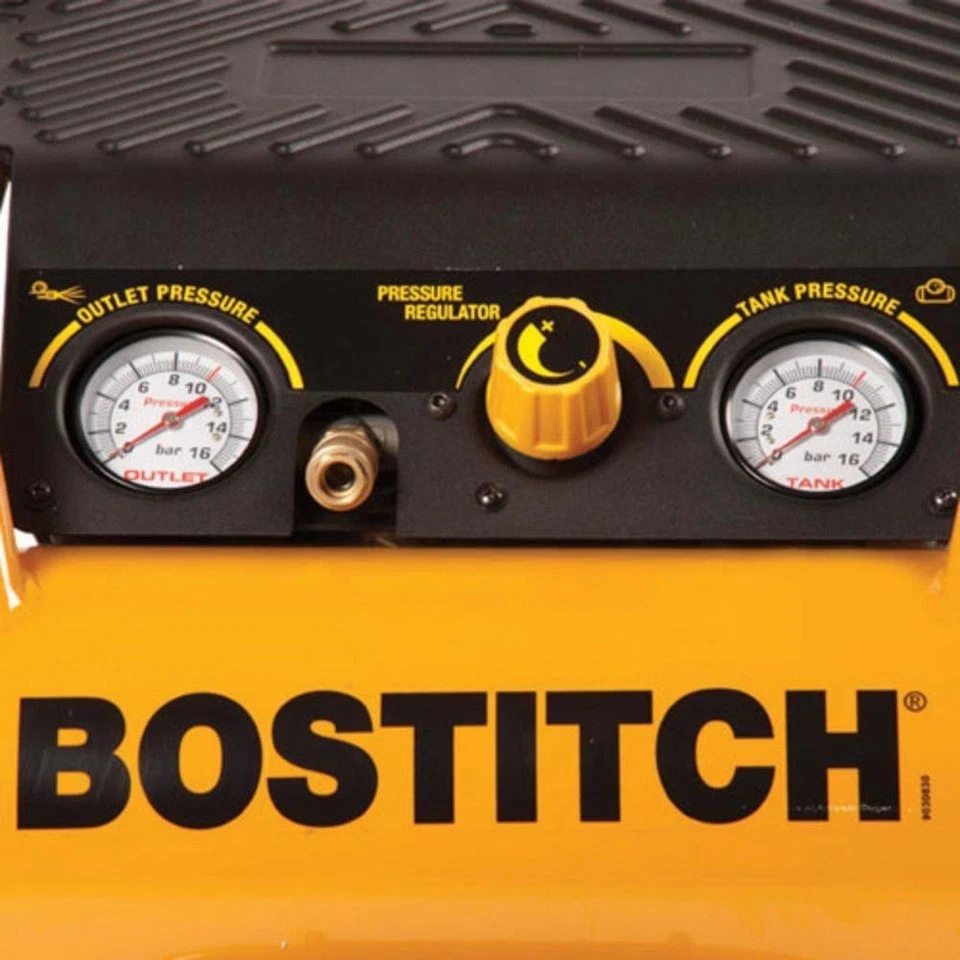 BOSTITCH 10L Air Compressor Low Noise 1.5HP 230v 10 Bar No Oil, Roll Cage Design - Image 3 of 3