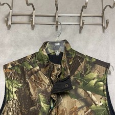 VTG Remington Vest Men L Green Camo Realtree Full Zip Reversible Black Outdoor