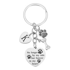 Dog Memorial Gifts Personalized Pet Memorial Keychain, Engraved Letter K