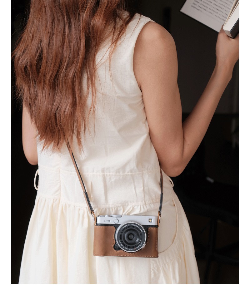 Genuine Leather Camera Bag Case Protect Cover Belt Strap For