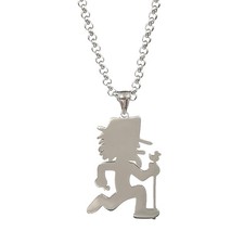 Polished Stainless Steel ICP Hatchetman Old Man Take Duck Charm Pendant Necklace