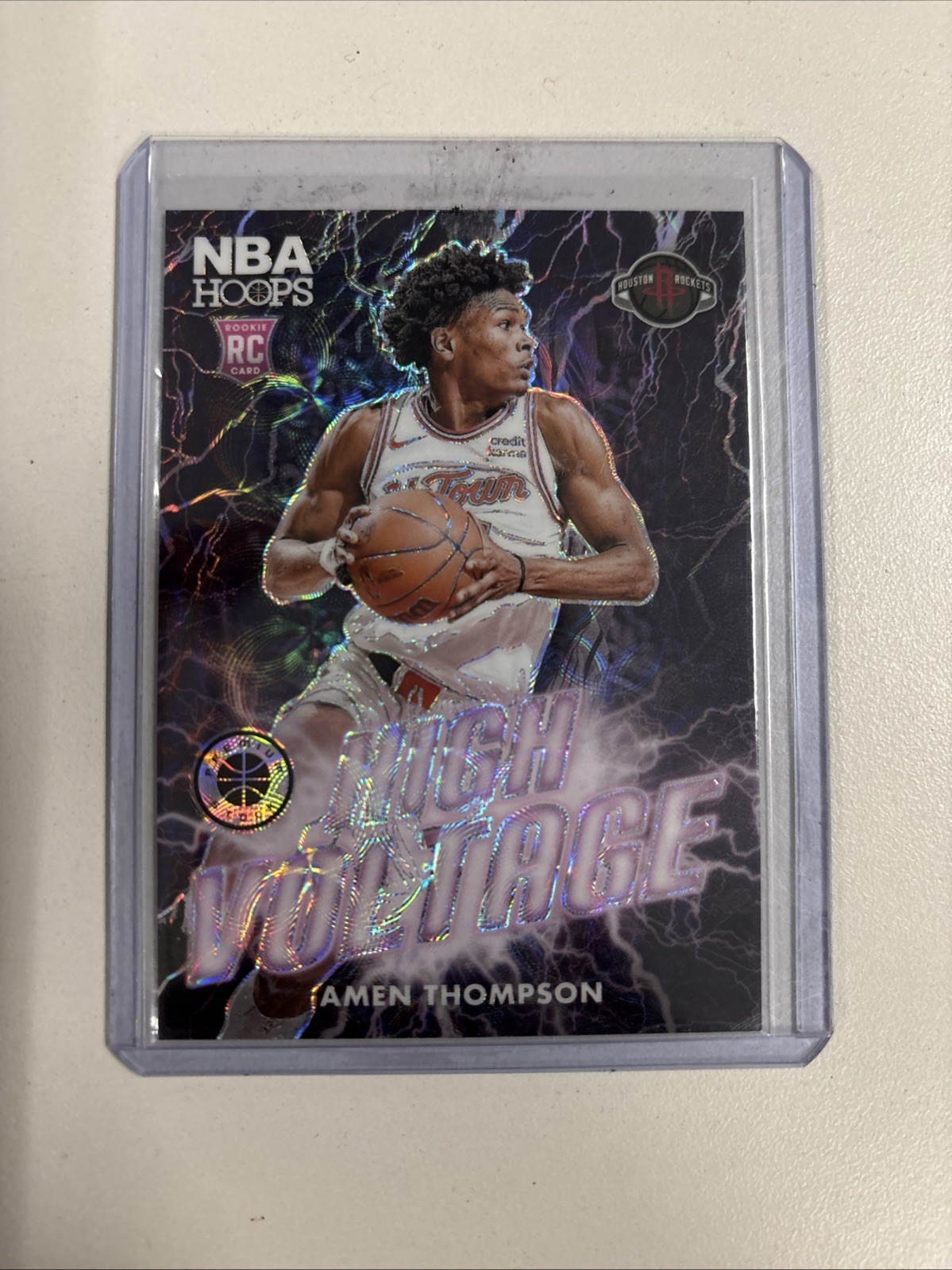 2023-24 NBA Hoops Premium Stock Amen Thompson RC High Voltage Case Hit SSP