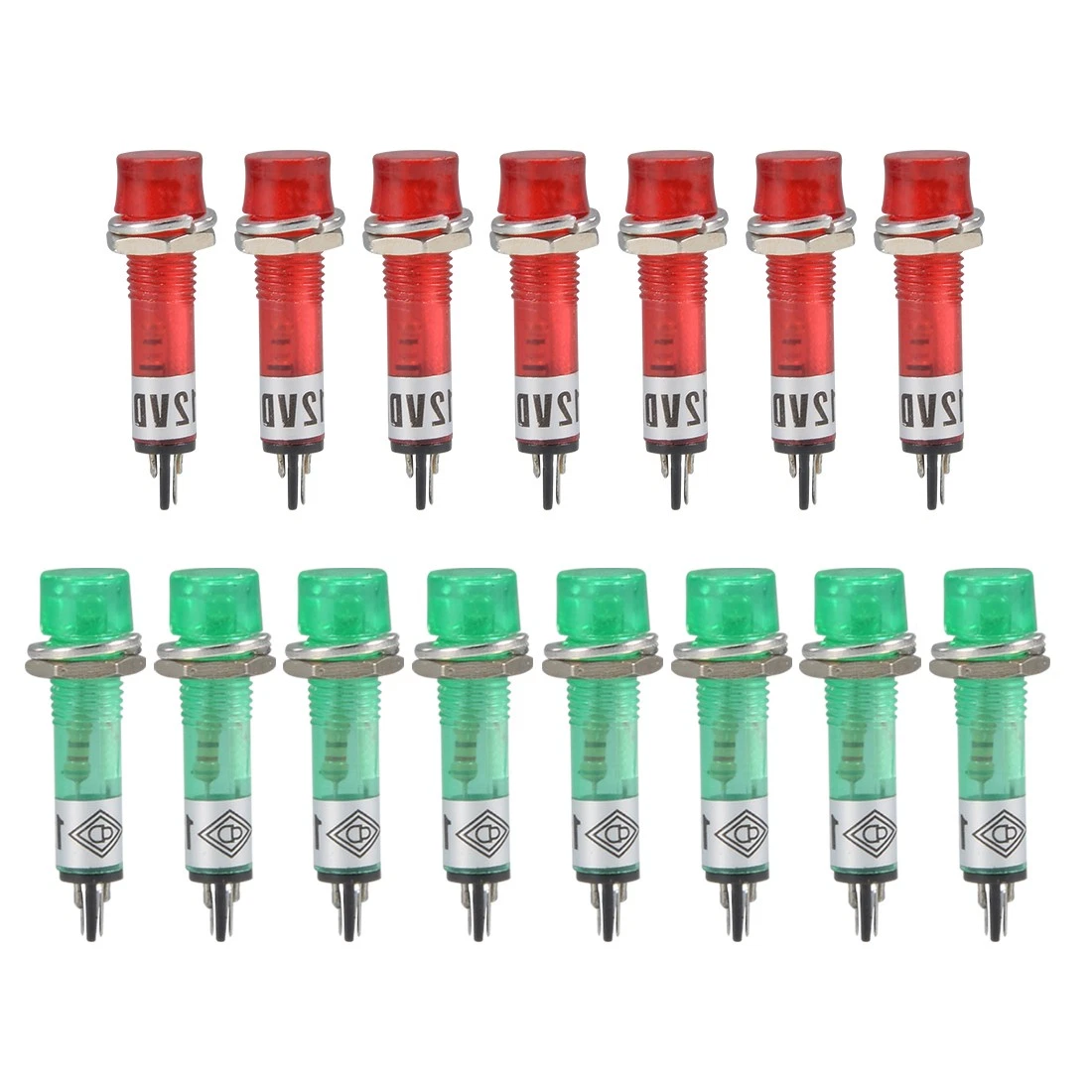 Gebildet 5stks 10mm AC/DC 12-24V LED Metalen Indicator Licht Waterdichte Signaal Lamp Pilot Dash Directional met Draad(Groen