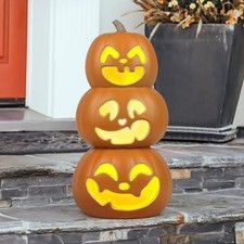 17" Jack O Lantern - Halloween Plastic Pumpkin Lantern - Holiday Pre-lit Pump...
