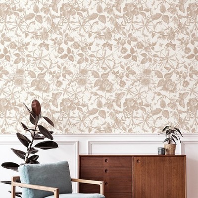 15.7''X118'' Champagne Floral Leaf Wallpaper Peel and Stick Waterproof Room Decor