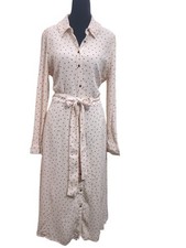 Gal Meets Glam Collection Polka Dot Maxi Shirt Dress Belted Long Sleeve Size 10