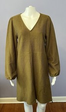 Madewell Olive Green Ribbed Balloon Sleeve Long Sleeve Dress NWT Olive Womens M