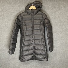 Macpac Puffer Coat Women's Size 8 Black Hooded Duck Down Full Zip Outerwear