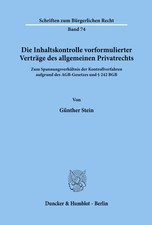 Günther Stein | Die Inhaltskontrolle vorform...