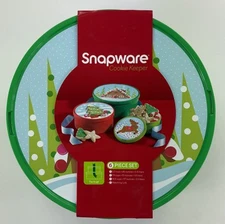 Snapware 6 Piece Cookie Keeper 3 Containers with Lids Green Christmas Theme