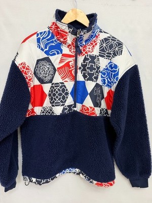 The North Face F21 Rare Print Sherpa Fleece Quarter Zip Pullover Mens Small