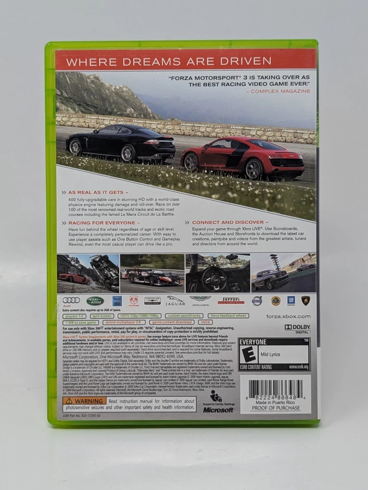 Forza Motorsport 3 (Xbox 360) - CIB Complete - Image 2 of 4