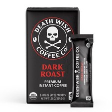 death wish premium Instant Dark Roast Coffee Packets, Organic Arabica Robusta
