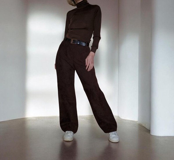 Women Marella Trousers Brown Suede 34