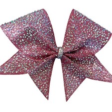 Arco de alegría rígido de 8 pulgadas The Cheer Bow Lady rosa con pedrería
