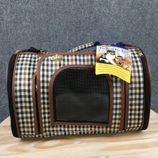 Cozy Pet Premium Pet Tote Plaid Leather Trim Airline Approved Carrier Small NWT