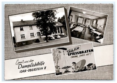 RPPC Restaurant Collage Spießbraten Inn Interior Idar Oberstein Germany Postcard