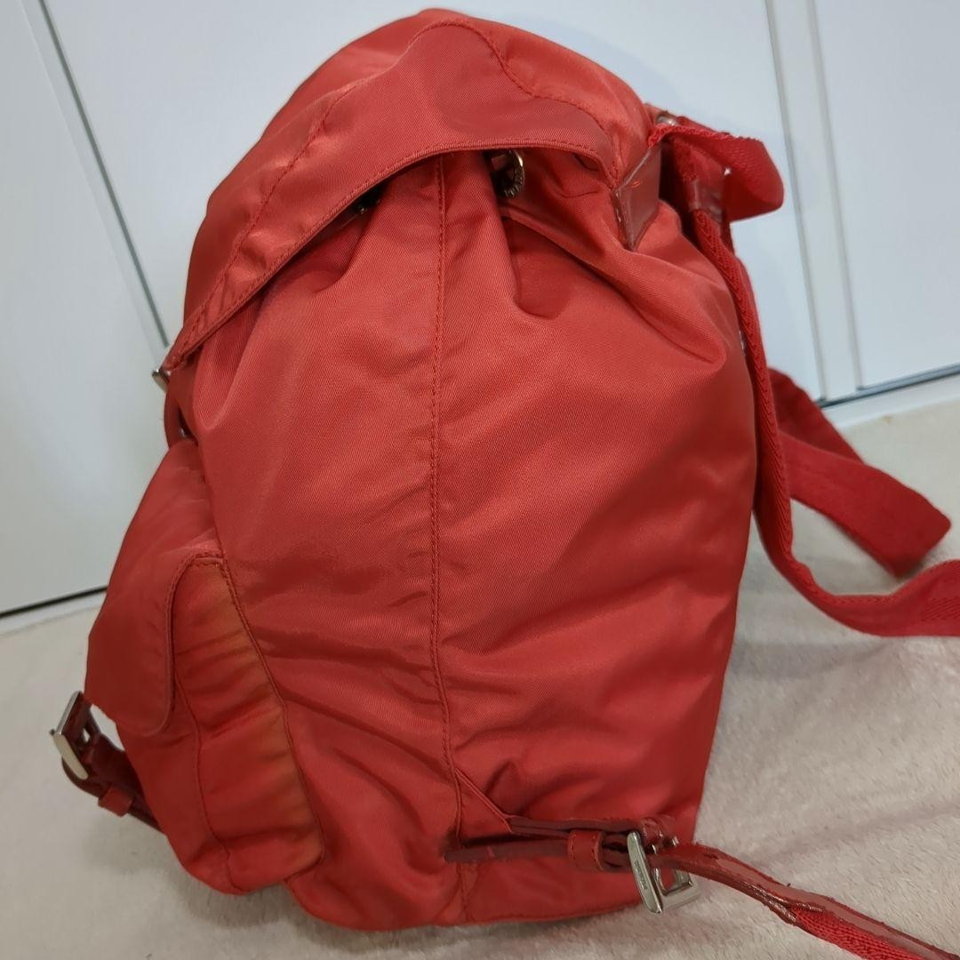 PRADA Backpack Red Testo Nylon Triangle Logo Leat… - image 6