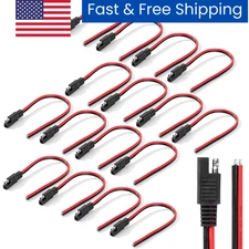 Bates SAE Connector, 12" Length, 16 Pack, 14 AWG, 2 Pin Plug